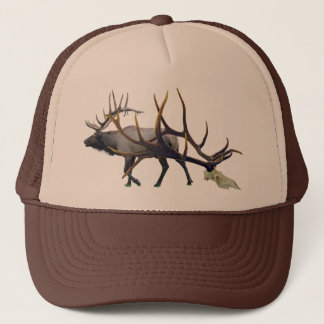 Bull elk skull make your own trucker hat