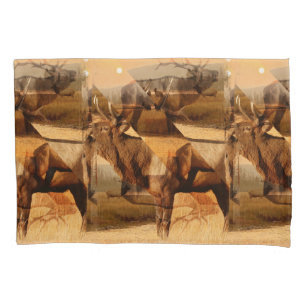Bull Elk Sunrise Collage Pillowcase