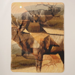 Bull Elk Sunrise Collage Sherpa Blanket