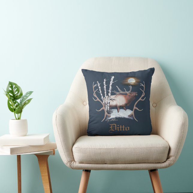 Bull Elk Throw Pillow (Chair)