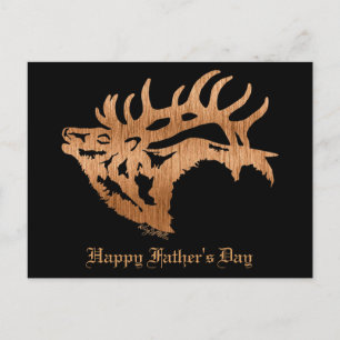 Bull Elk Wood Silhouette Postcard