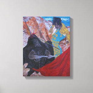 Bull fighting canvas print