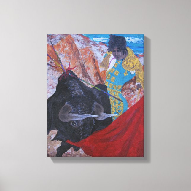 Bull fighting canvas print (Front)