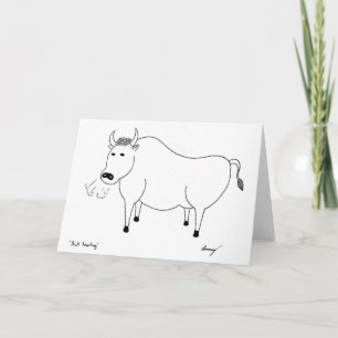 Bull Folk Art Greeting Card