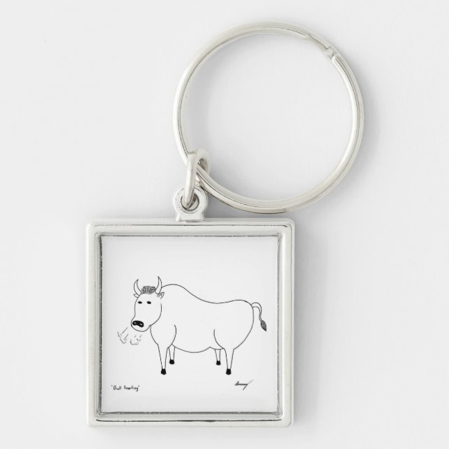 Bull Folk Art Keychain (Front)