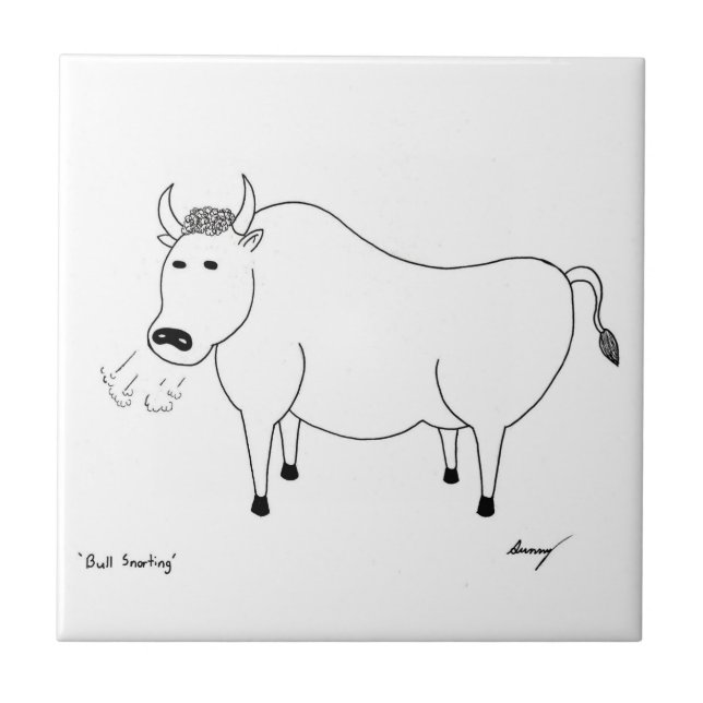 Bull Folk Art Tile (Front)