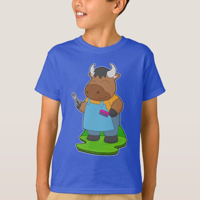 Bull Hairdresser Scissors Comb T-Shirt (Front)