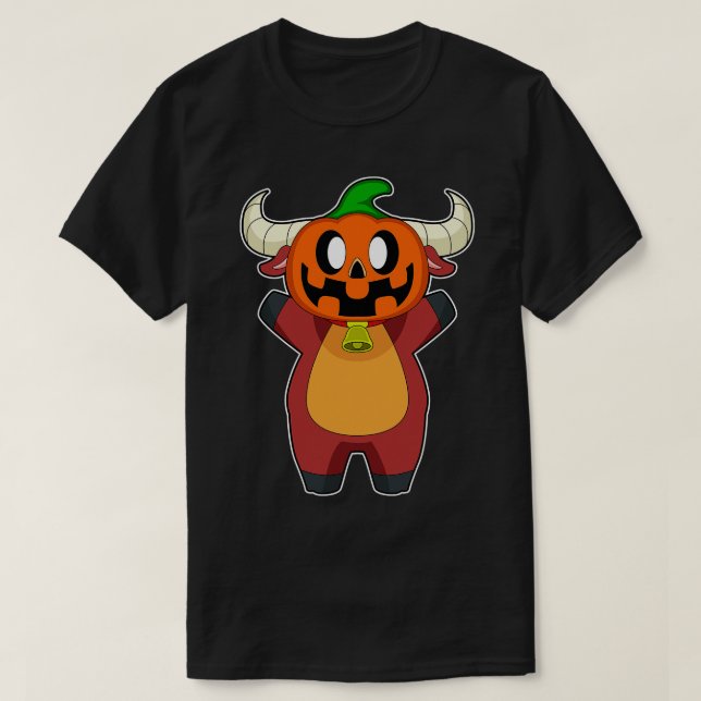 Bull Halloween Pumpkin T-Shirt (Design Front)