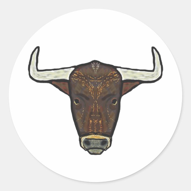 Bull Head Classic Round Sticker (Front)