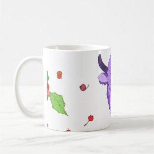 Bull,  holly,  mistletoe and berries. The symbol o Coffee Mug