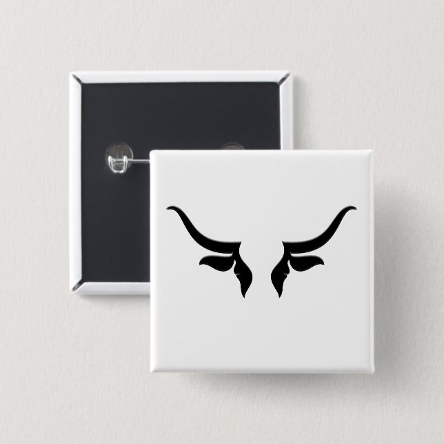 Bull Horns  2 Inch Square Button (Front & Back)