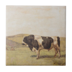 Bull in a Swiss Landscape (by Ferdinand Hodler) Tile