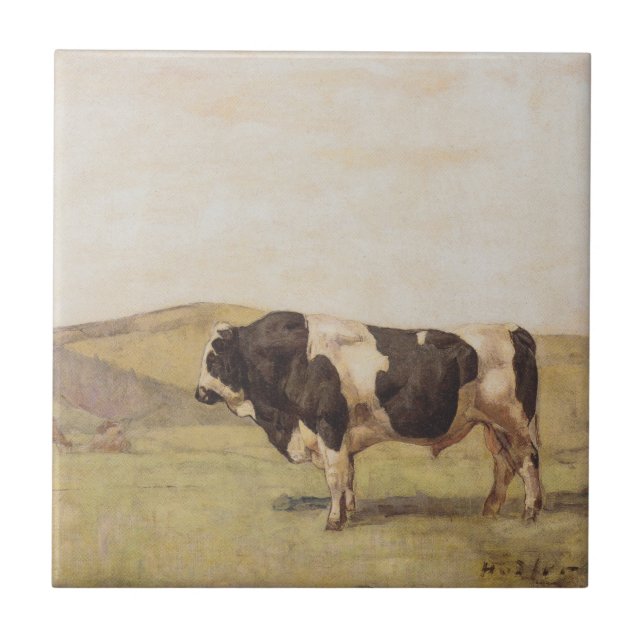 Bull in a Swiss Landscape (by Ferdinand Hodler) Tile (Front)