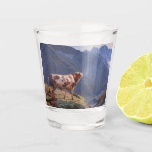 Bull in the Alps (by Eugène Burnand) Shot Glass