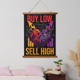 BULL MARKET BUY LOW SELL HIGH TRADING STOCK MARKET HANGING TAPESTRY