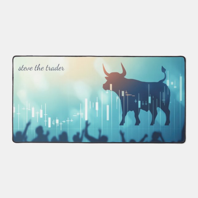 Bull Market Celebration Personalized Desk Mat (Front)