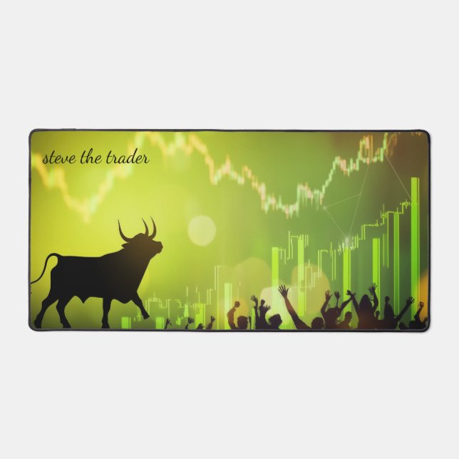Bull Market Celebration Personalized Desk Mat (Front)