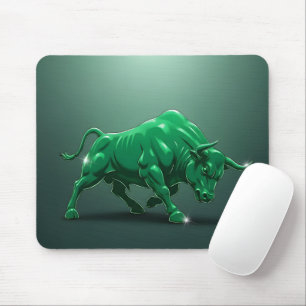 Bull Market Green Chrome Finance Graphic Mouse Pad