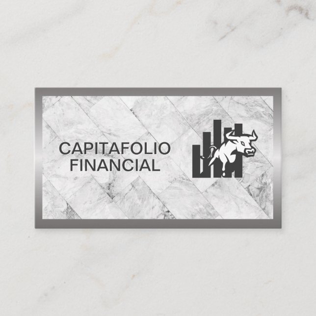 Bull Market Logo | Financial | Marble Business Card (Front)