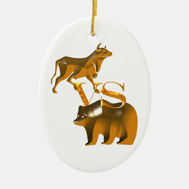 Bull Market Vs Bear Market Ceramic Ornament (Front)