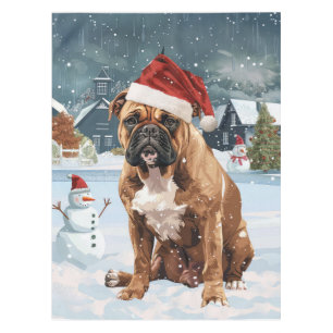 Bull Mastiff Dog Winter Wonderland Christmas Joy Tablecloth
