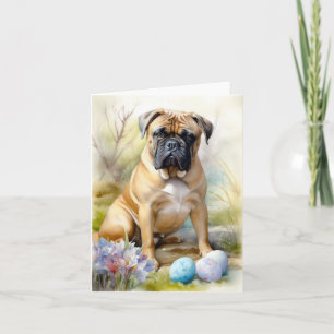 Bull Mastiff Dog with Easter Eggs Holiday  Card