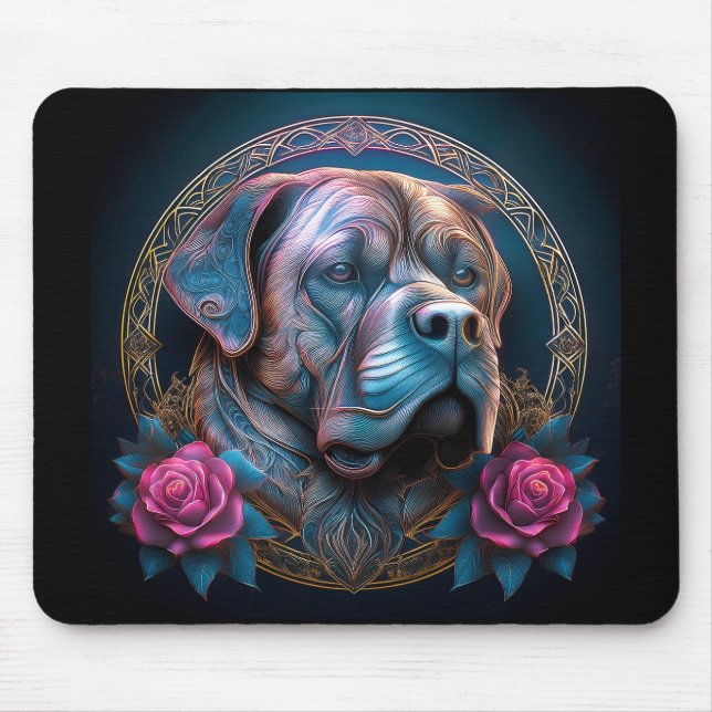 Bull Mastiff Peers Through A Time Portal Mouse Pad (Front)
