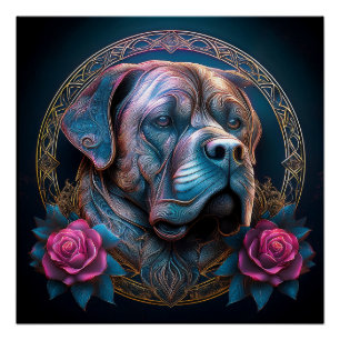 Bull Mastiff Peers Through A Time Portal Poster