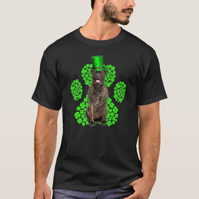 Bull Mastiff Shamrock Paw C St Patrick's Day T-Shirt (Front)