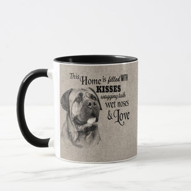 Bull Mastiff vintage portrait cute quote Mug (Left)