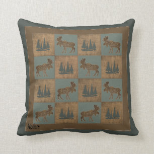 Bull Moose Blue Pillow