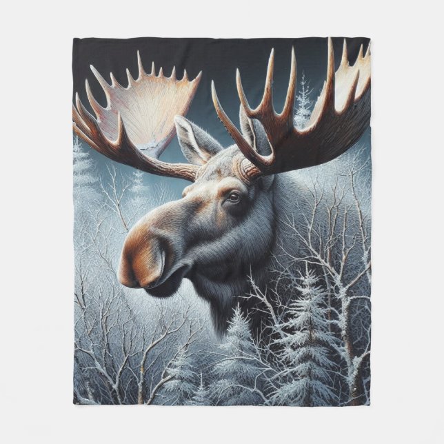 Bull Moose Fleece Blanket (Front)