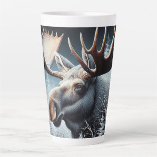 Bull Moose in Thick Brush and Pine Trees Latte Mug