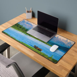 Bull moose in Wonder Lake Desk Mat