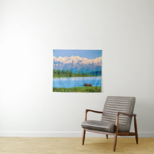 Bull moose in Wonder Lake Tapestry