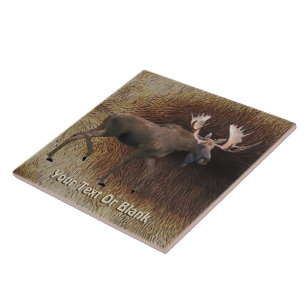 Bull Moose On Caribou Fur Tile
