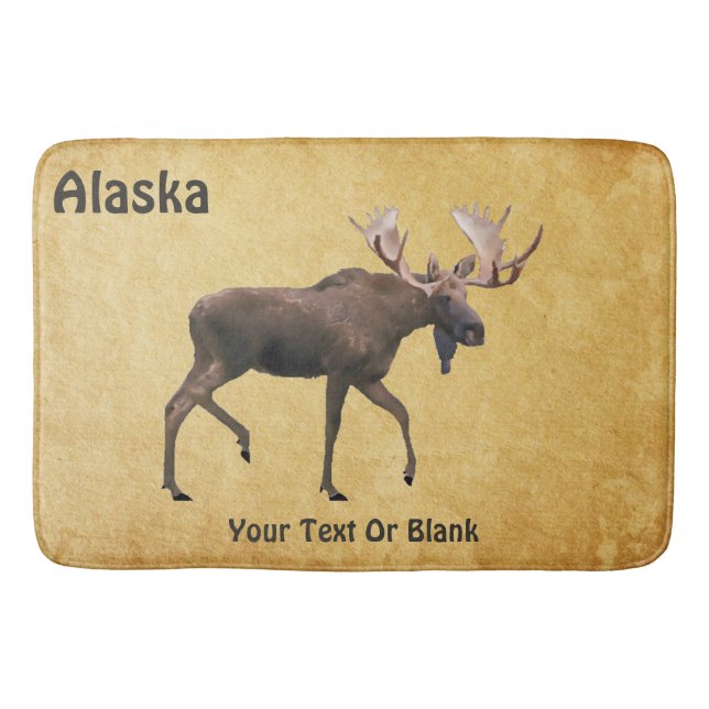 Bull Moose On Old Paper Bath Mat (Front)