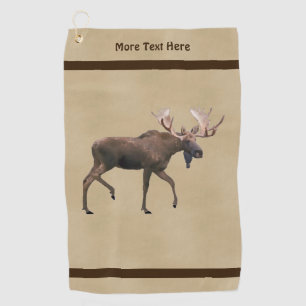 Bull Moose On Old Paper Golf Towel