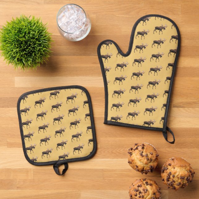 Bull Moose Oven Mitt & Pot Holder Set (Top Down)