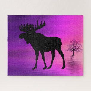 Bull Moose Silhouette Jigsaw Puzzle