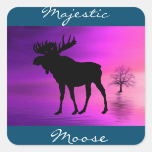 Bull Moose Silhouette Square Sticker