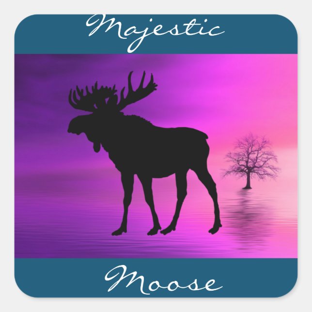 Bull Moose Silhouette Square Sticker (Front)