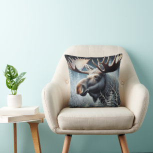 Bull Moose Throw Pillow