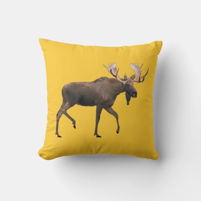 Bull Moose Throw Pillow (Front)