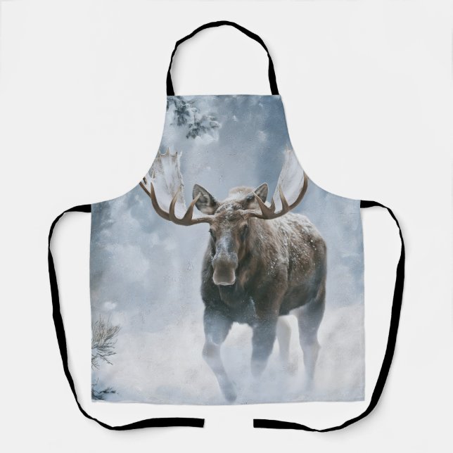 Bull Moose Walking Through Boreal Snow Apron (Front)