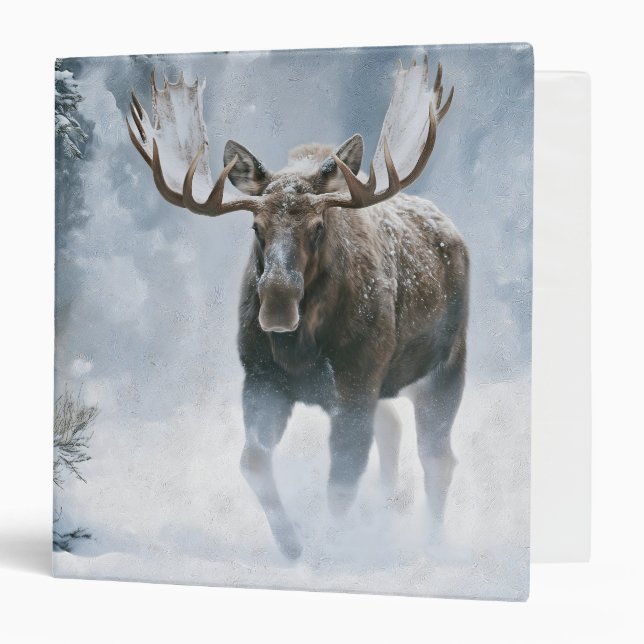 Bull Moose Walking Through Boreal Snow Binder (Front/Inside)