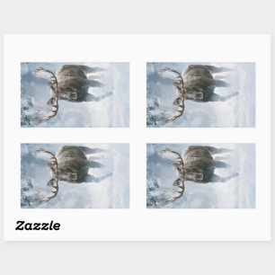Bull Moose Walking Through Boreal Snow Sticker