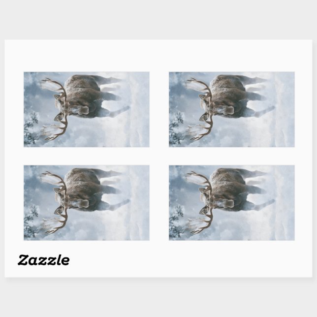 Bull Moose Walking Through Boreal Snow Sticker (Sheet)
