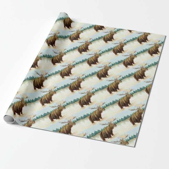 Bull Moose Wrapping Paper (Unrolled)