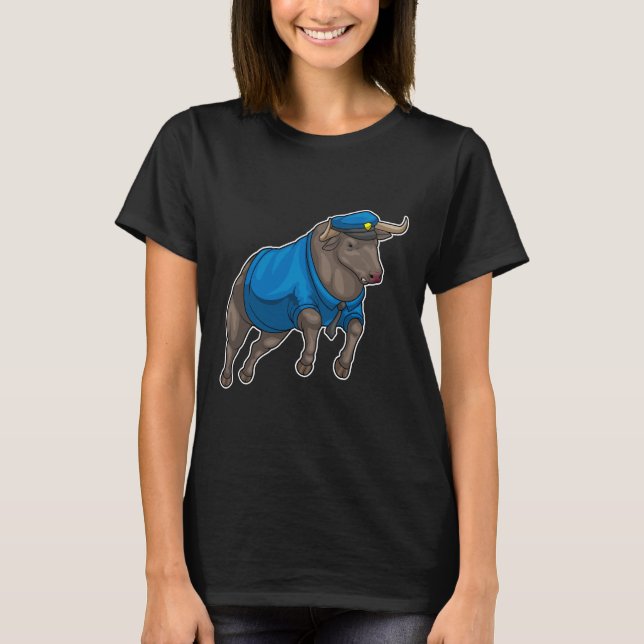 Bull Police Cop Police hat T-Shirt (Front)